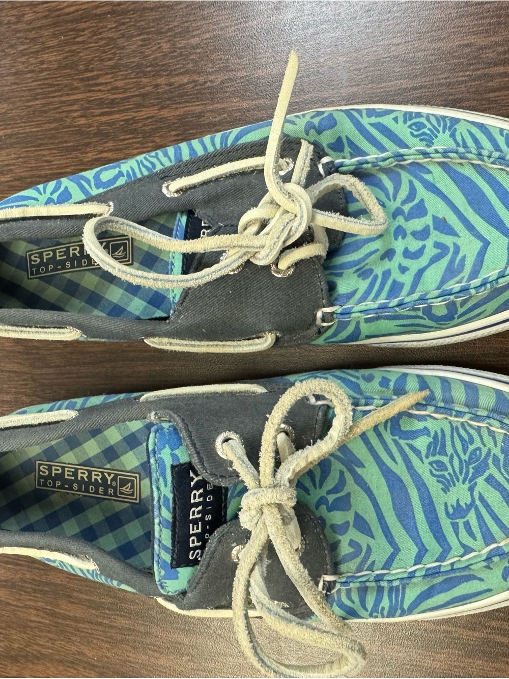 Sperry Blue Green Patterned Boat Shoes